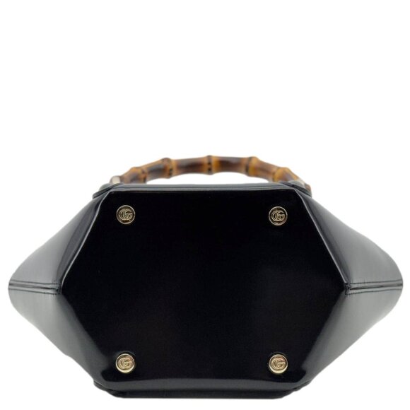 Gucci Bamboo Top Handle Mini Leather Tote Bag Black 805832 - Picture 9 of 16